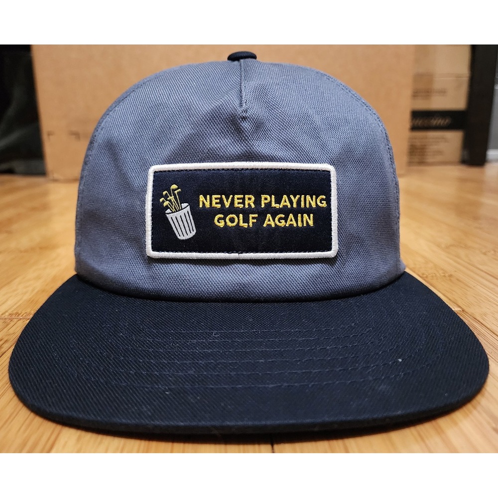 PUMA Golf 110 Flexfit Snapback Hat Blue Never Playing Golf Again Patch 024254-01